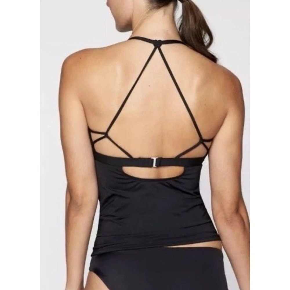 Athleta Black Strappy Tankini Back Detail Swim Top